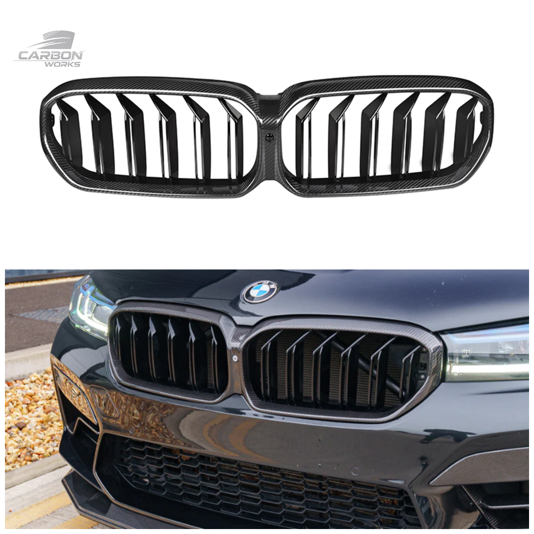 DRY Carbon Fiber Double Slat Style Front Grille | F90 M5 G30 M-Sport