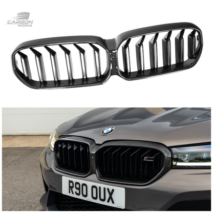 Carbon Fiber Double Slat Style Front Grille | F90 M5 G30 M-Sport