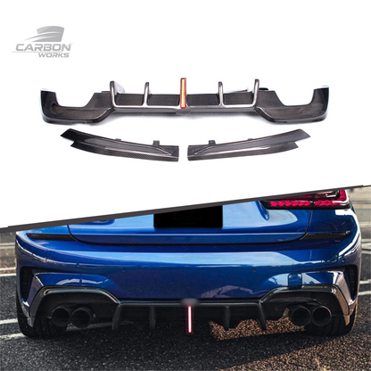 Carbon Fiber KBL Style Rear Diffuser with LED I G20 G21 pre-LCI M-sport
