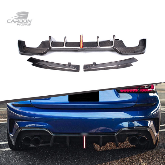 Carbon Fiber KBL Style Rear Diffuser with LED I G20 G21 pre-LCI M-sport
