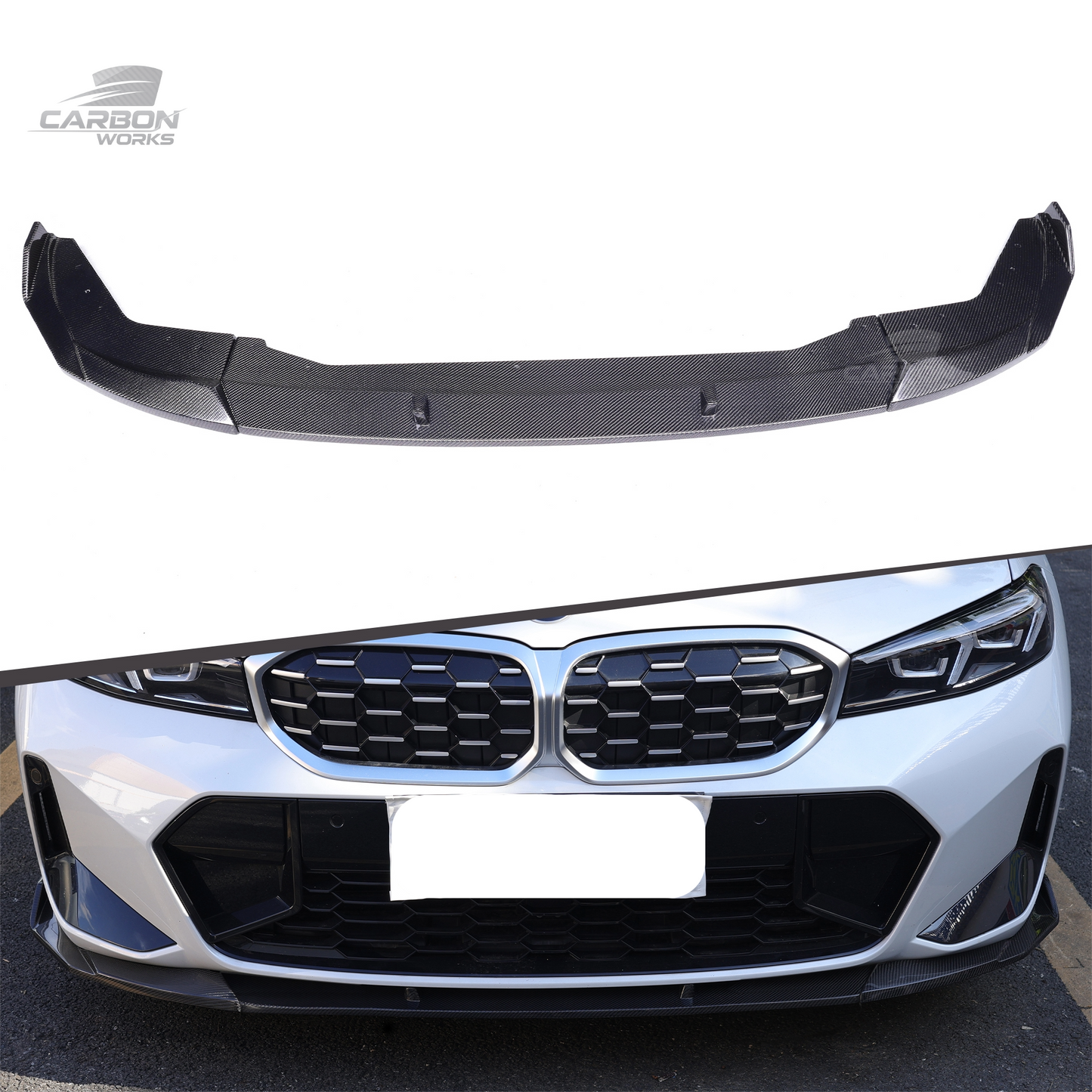 Carbon Fiber VT Type 3PC Front Lip I G20 G21 LCI M-sport